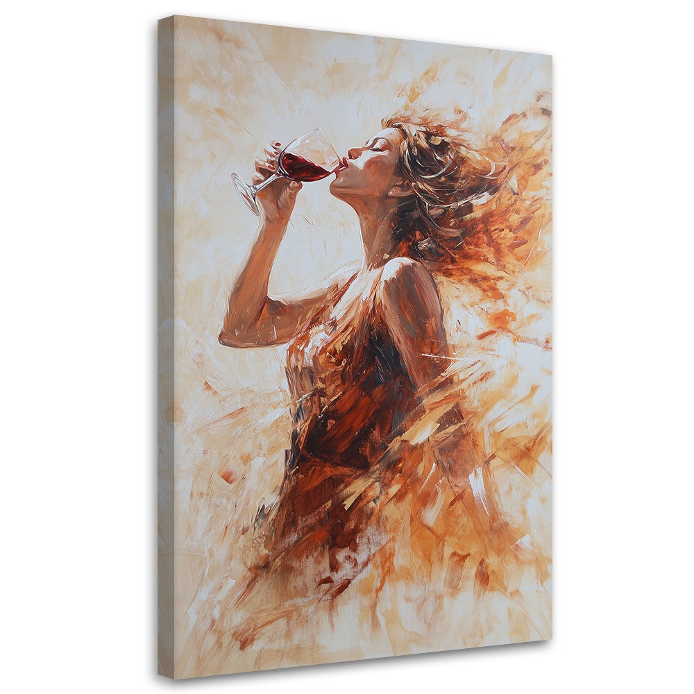 Obraz na płótnie, Kobieta z winem Glam 40x60