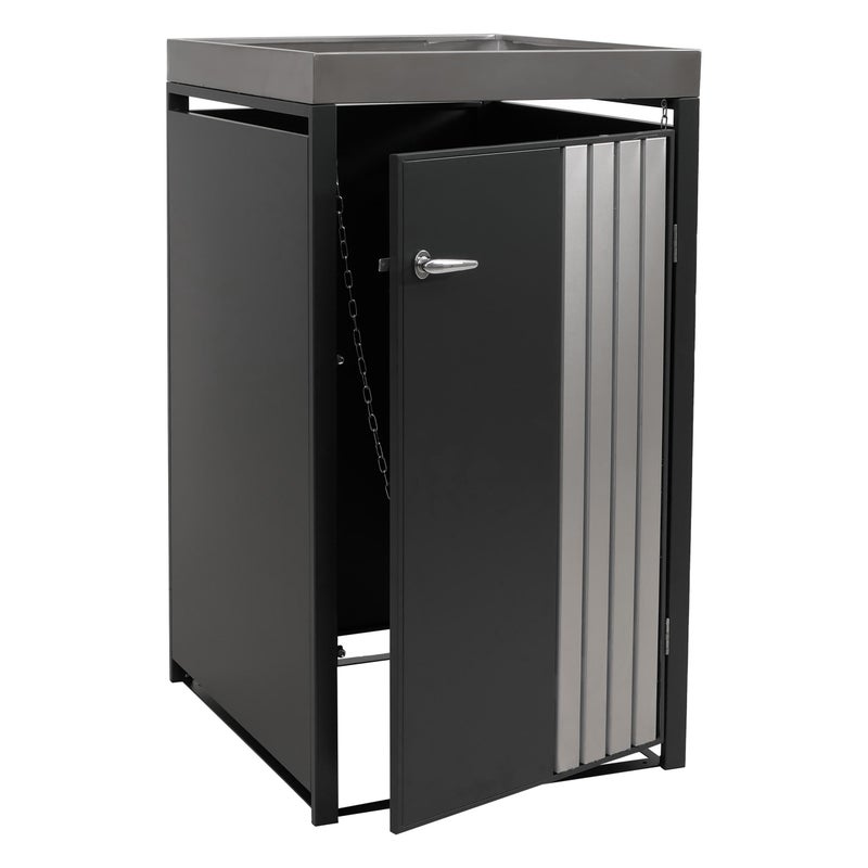 Osłona na pojemnik na śmieci 1 szt. HWC-O67, schowek na pojemnik na śmieci z donicą, metal 125 x 68 x 84 cm 35 kg ~ antracyt Stal szlachetna