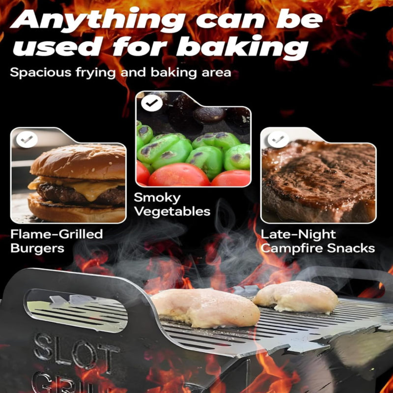Barbecue pliable et portable (idéal pour le camping et les pique-niques), format compact 40 x 22,5 x 24 cm - 4