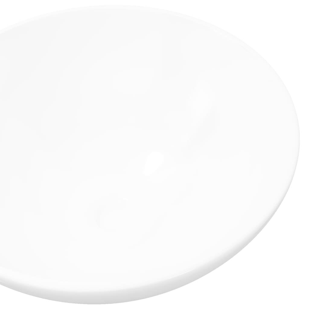 Lavabo de salle de bain Céramique Rond Blanc vidaXL - 4