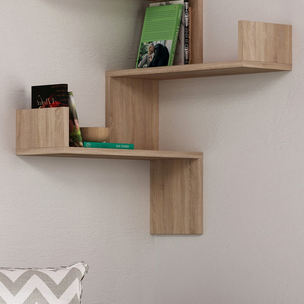 Lucia - Étagère d'angle murale en bois L60cm - Bois clair - 4