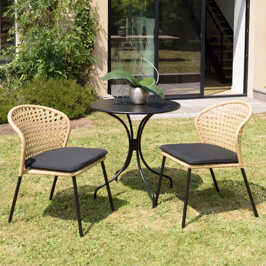 Salon de Jardin Ensemble Table Et Chaise en Rotin De 5, Table Basse Décontractée De Jardin pour