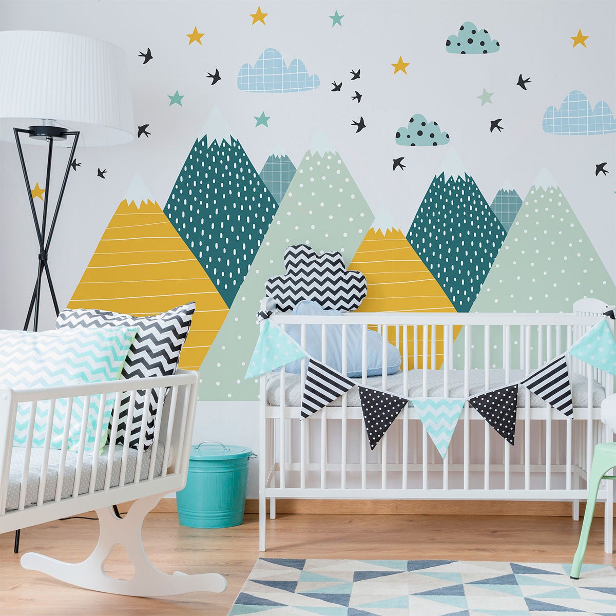Stickers muraux enfants - Décoration chambre bébé - Autocollant Sticker mural géant enfant montagnes scandinaves ZISKA - 50x75cm - 3