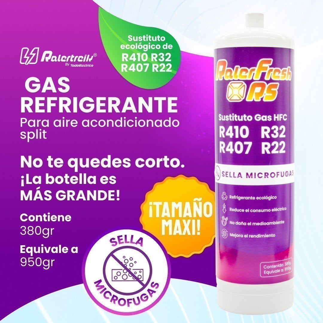 Pack 2 botellas gas refrigerante RALERFRESH RS con manómetro, mangueras, llave y adaptador - 5