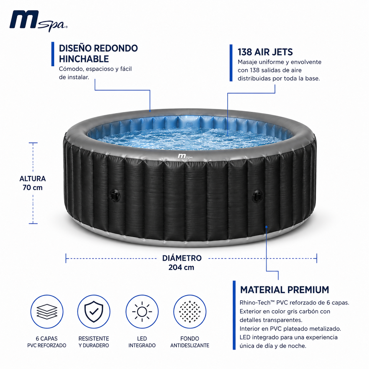 MSpa – Spa insuflável circular Starry 4–6 pessoas - 7