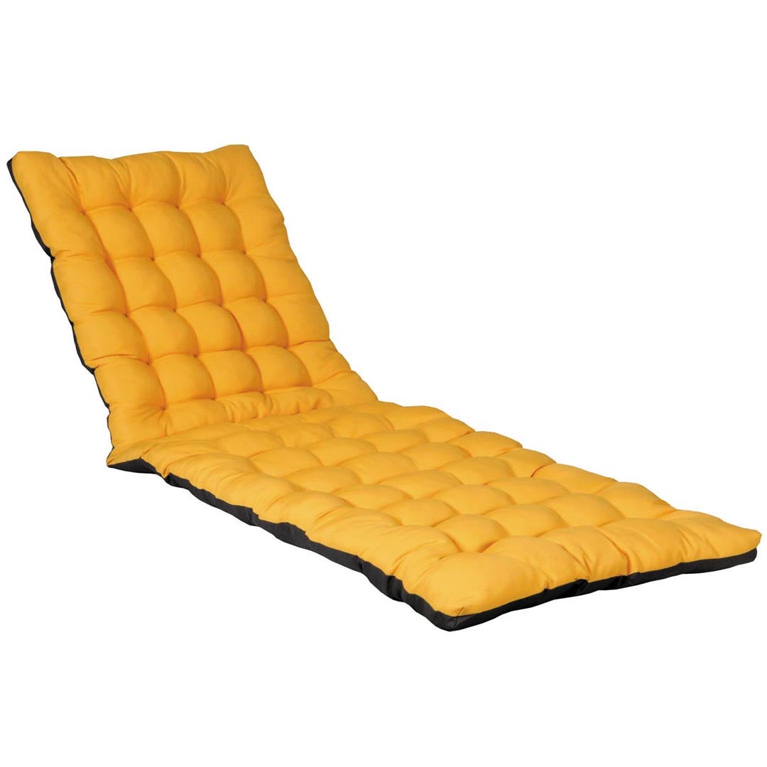 Matelas transat imperméable, pour bain de soleil, en Tissu déperlant 190x60cm bicolore Jaune et Anthracite, Lot de 2. - 2