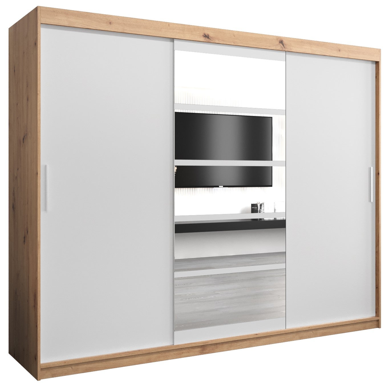 Szafa przesuwna garderoba ROMA 1 250 x 62 x 200 cm Artisan + Biały - Abiks Meble