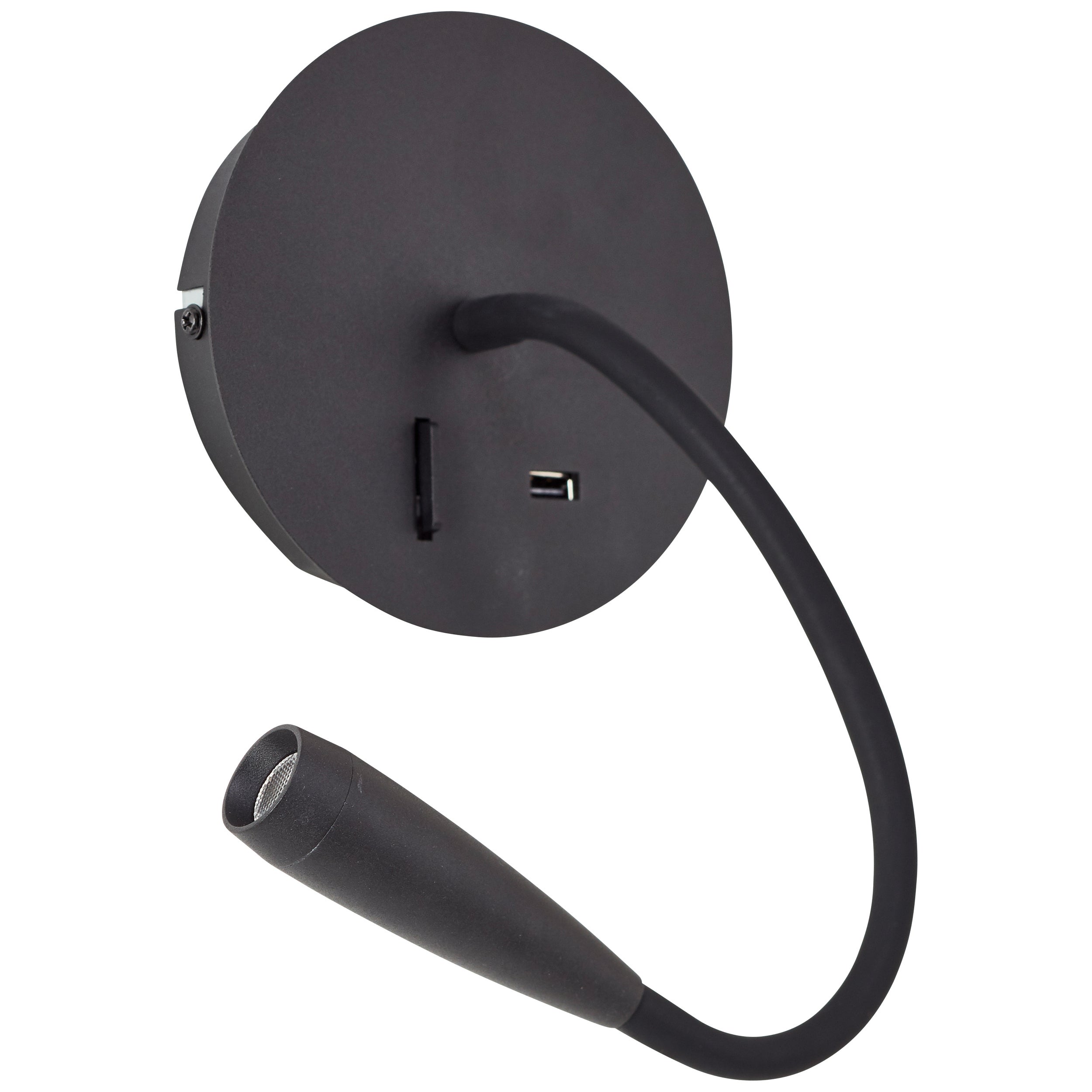 Brilliant Jutta reflektor ścienny LED z elastycznym ramieniem i czarnym przełącznikiem piaskowym USB metal/czarne tworzywo sztuczne 2,8 W zintegrowana - 6