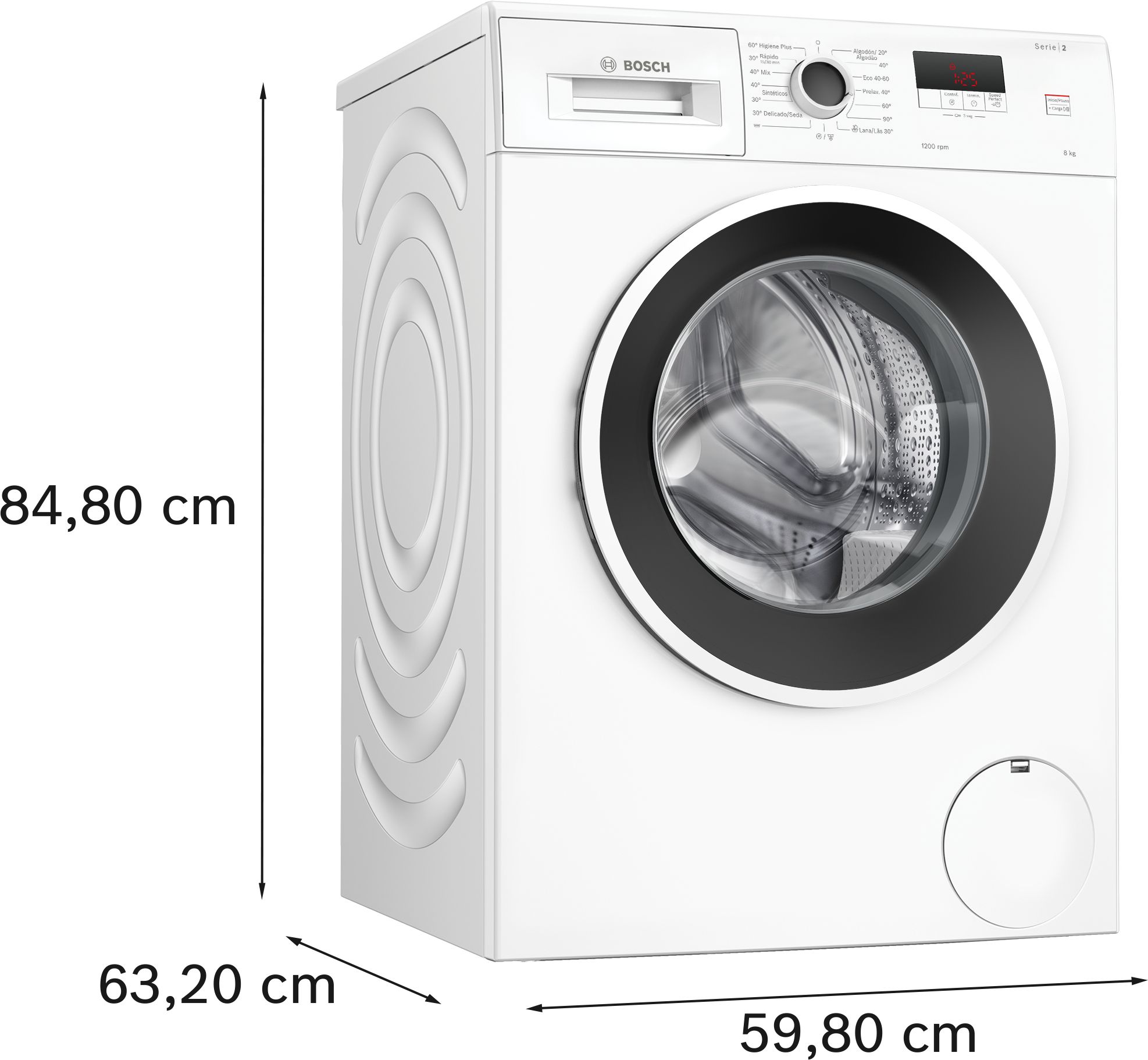 Serie 2 Máquina de lavar roupa, Carga frontal 8 kg 1200 rpm WGE03200ES - 8