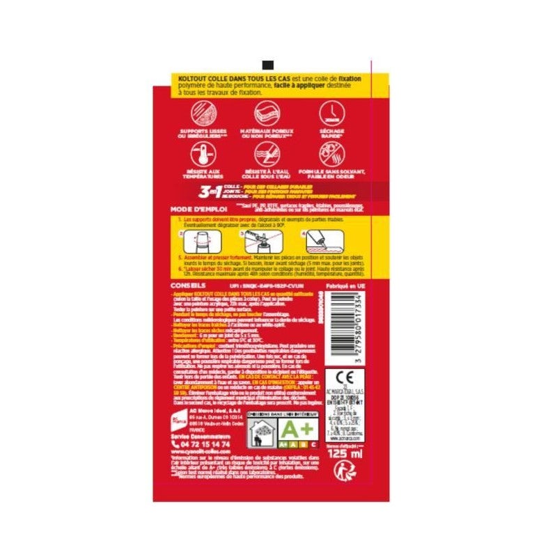 Cyanolit 33300048 Koltout - Tubo di mastice incolla-tutto Express, bianco, 125 ml - 3