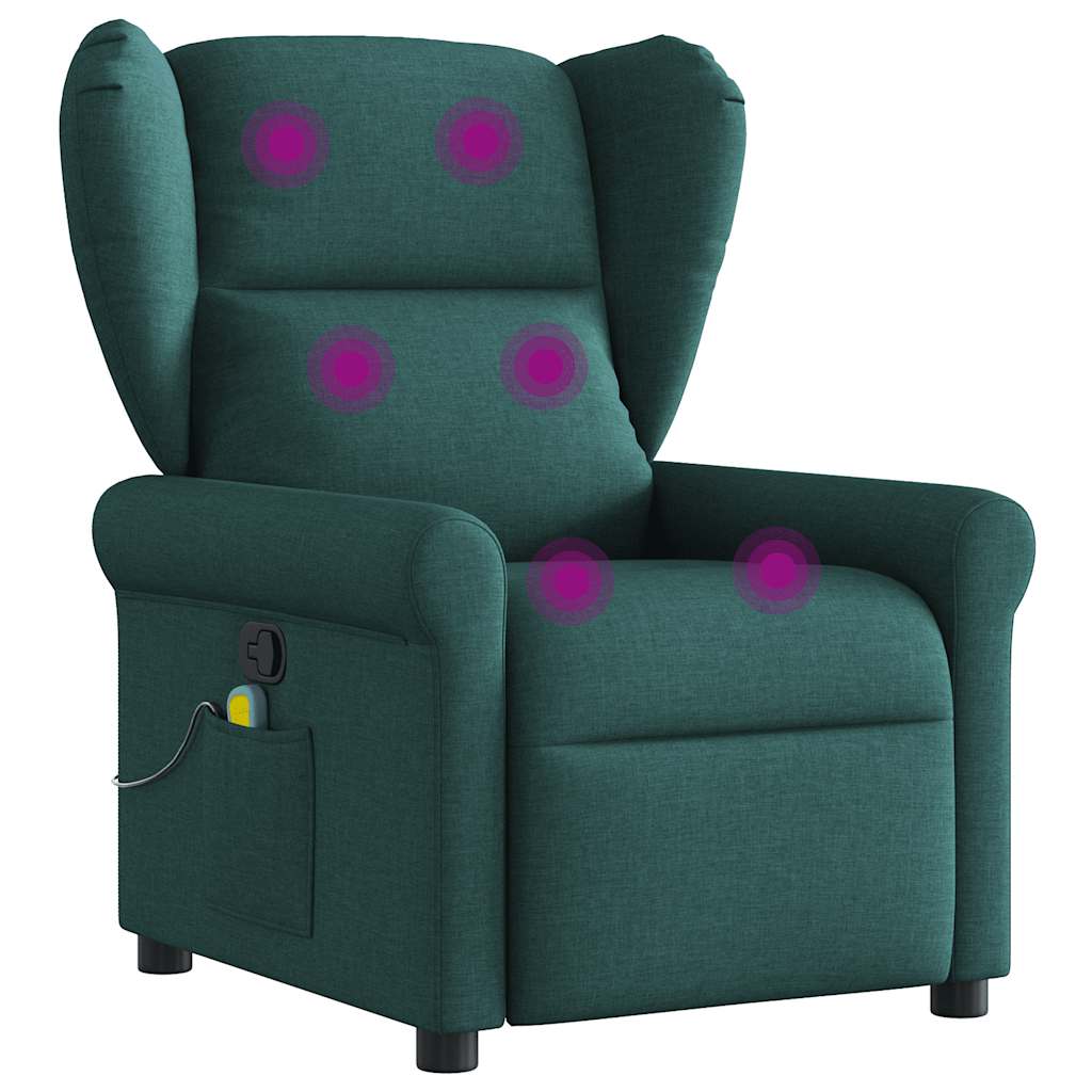 Fauteuil de massage | Fauteuil de relaxation | Chaise de relaxation inclinable Vert foncé Tissu CFW951181 - 7