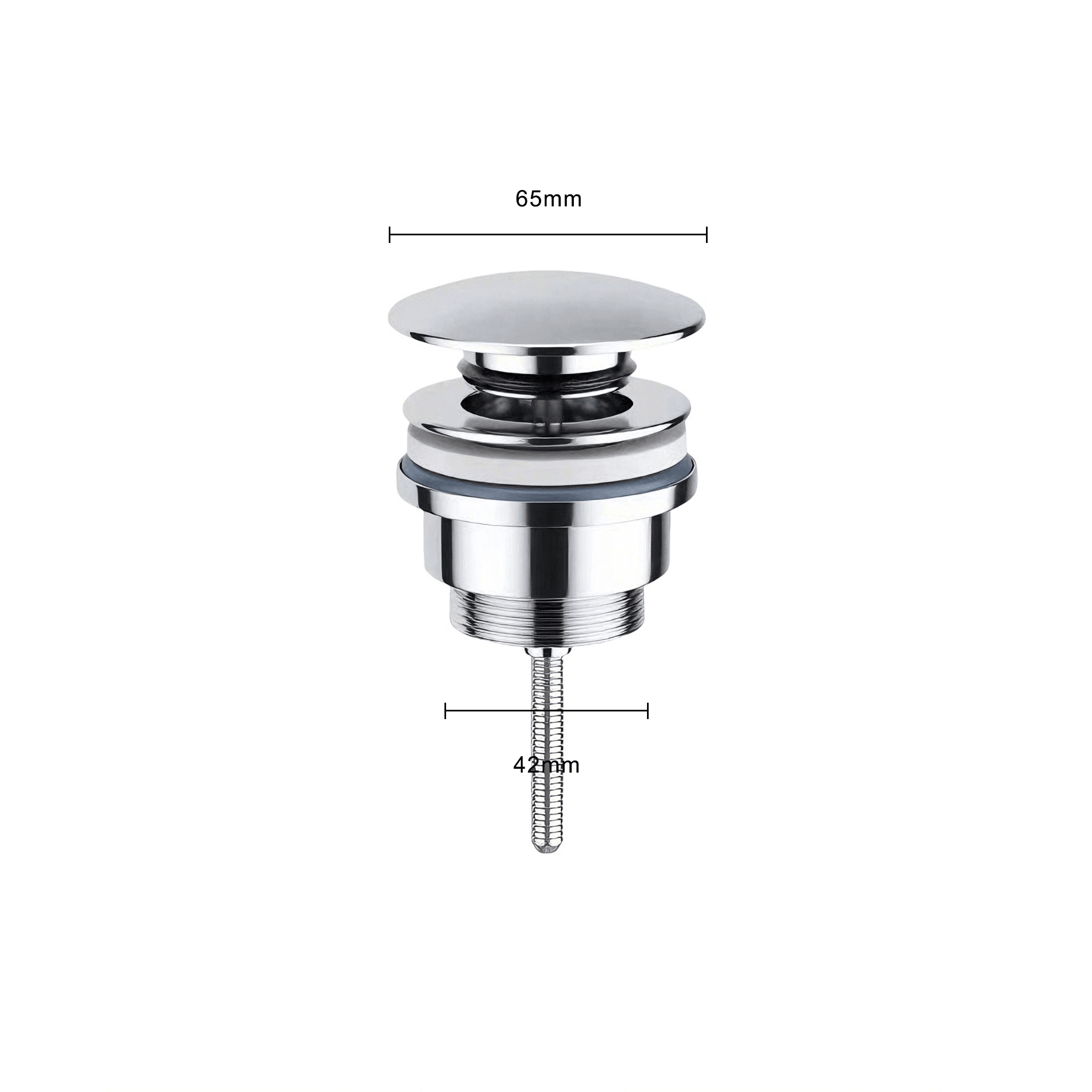 Mirlux Bonde de lavabo chromée – Bonde à bouton-poussoir pour salle de bain et cuisine – Diamètre du trou d'évacuation&nbsp;: 65&nbsp;mm - 2