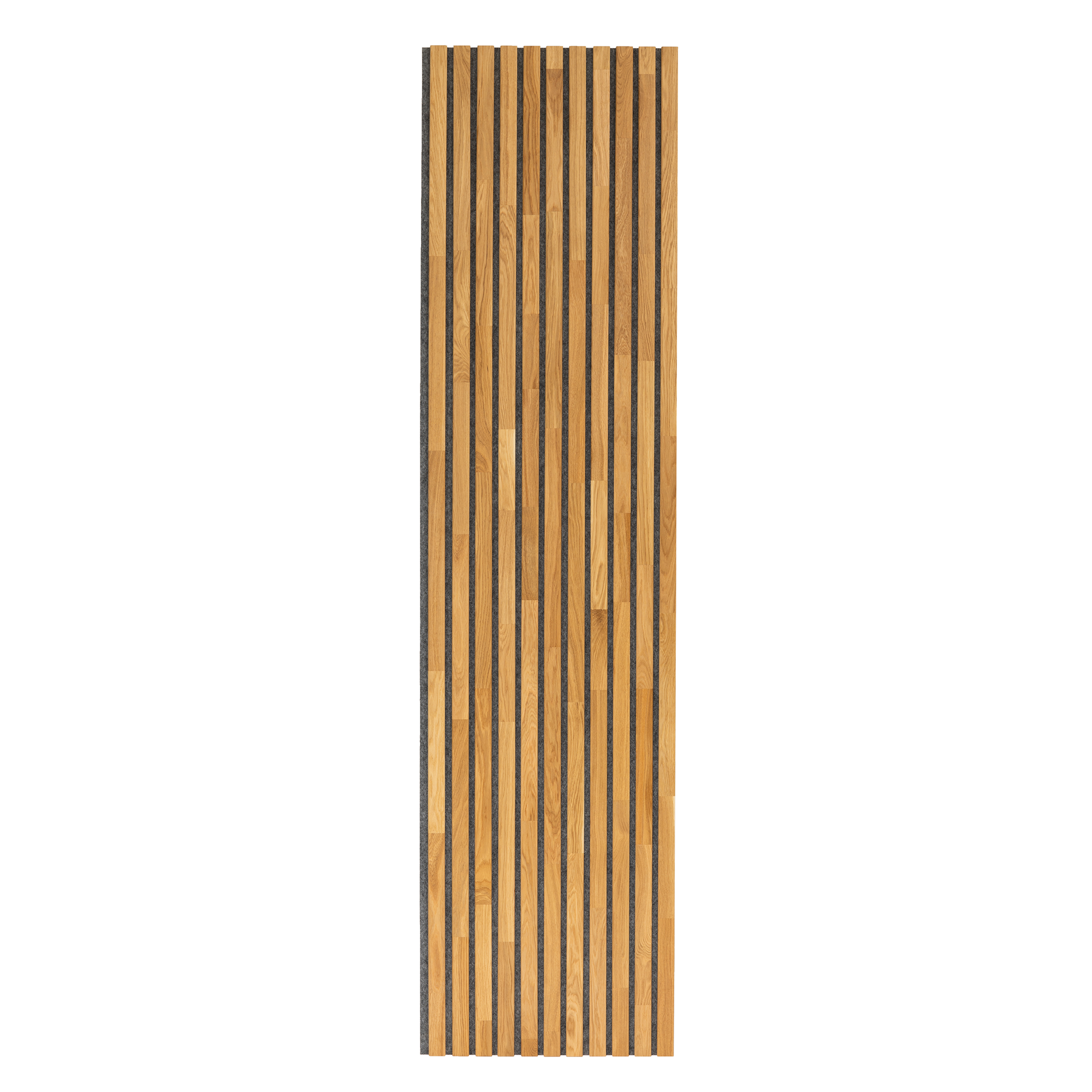Lot de 2 Panneau Tasseau Acoustique en Bois - Chêne Naturel - 2400x600mm - Lattes 40mm, Support en Feutre Gris - 6
