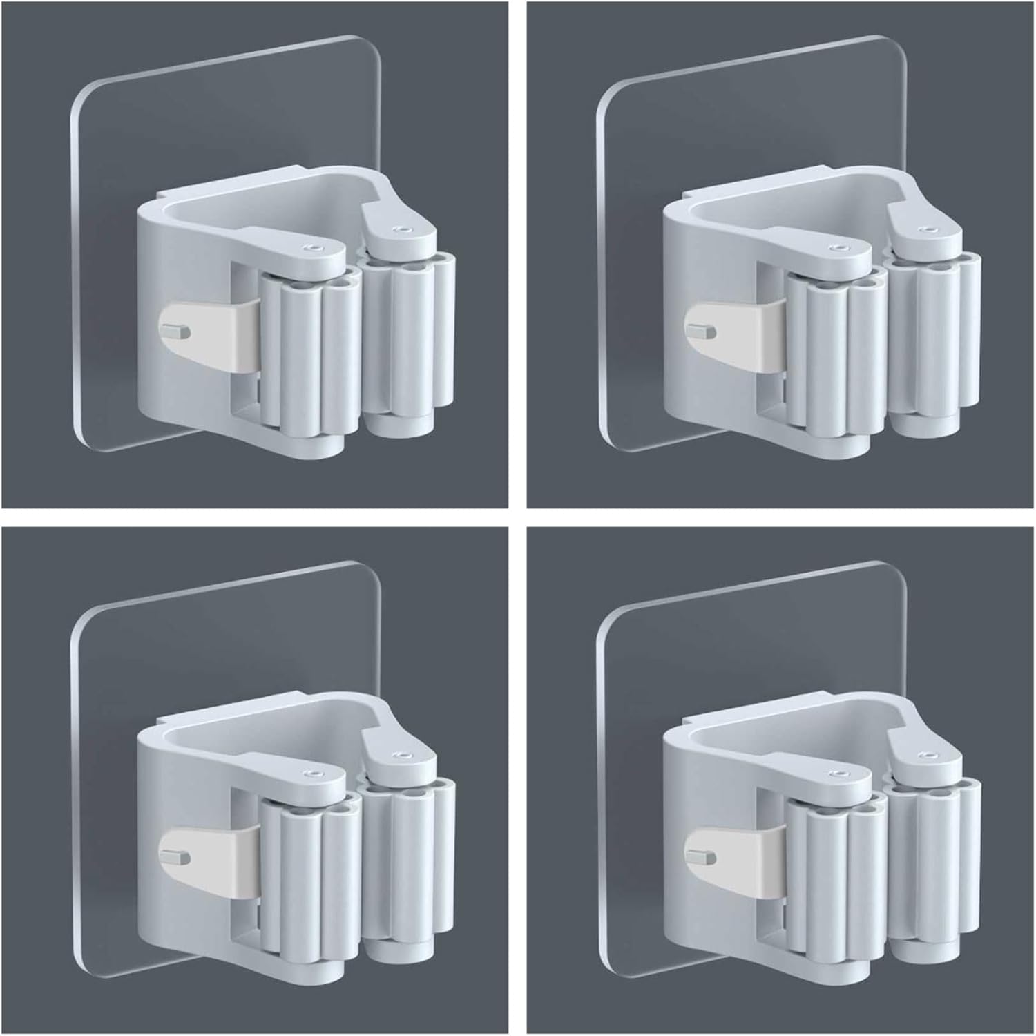 Supporto Da Parete Per Scope E Mocio, Confezione Da 6 - Autoadesivo Senza Fori, Antiscivolo, Per Bagno, Cucina, Garage - 4