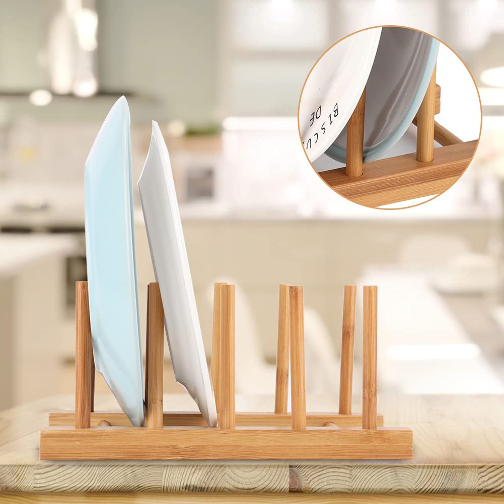 Égouttoir à Vaisselle En Bambou Relaxdays - Pour 10 Assiettes, Planches à Découper, Compact (12x12.5x40 Cm)