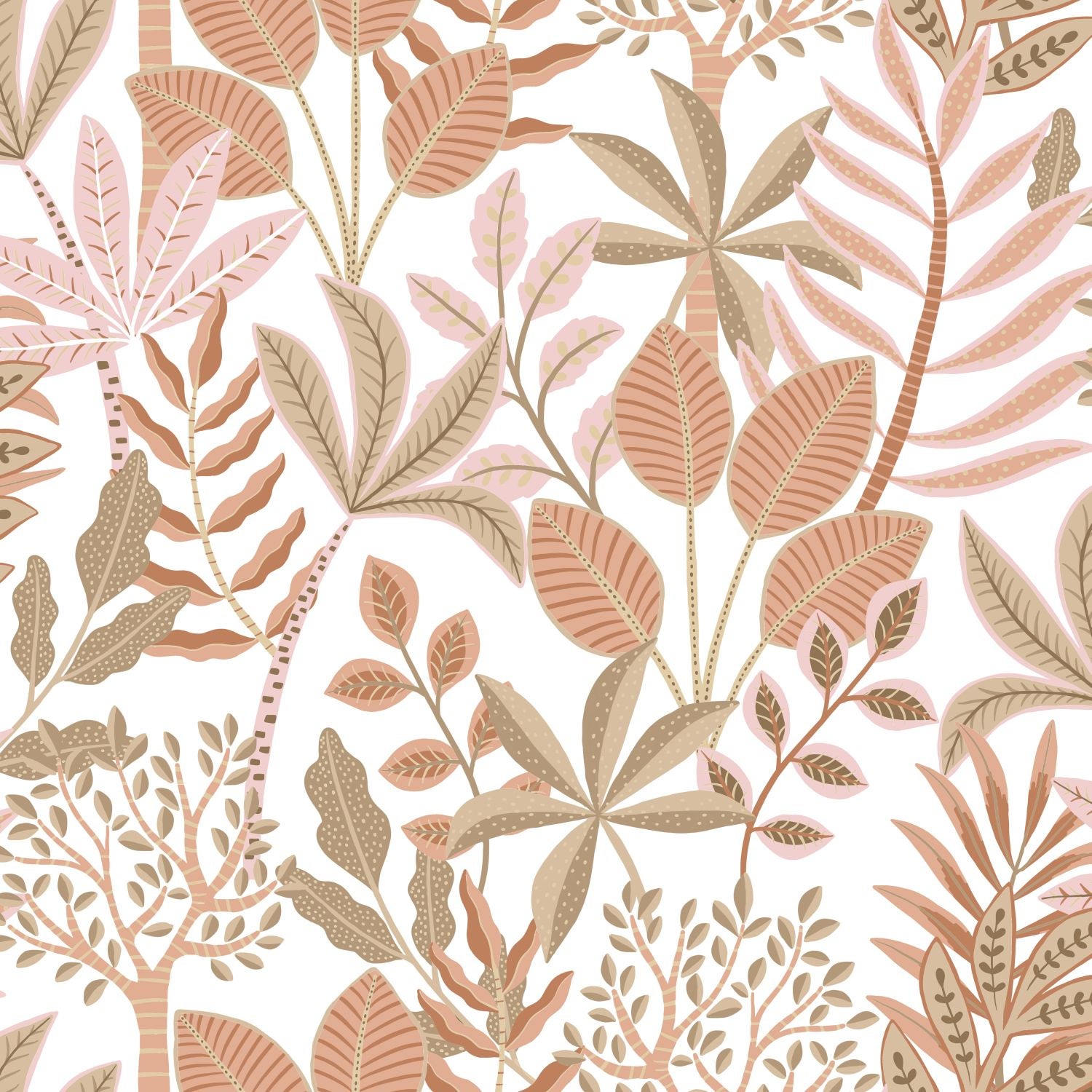 Papier peint feuilles terracotta, marron et rose - 50 x 900 cm - ESTAhome - 7