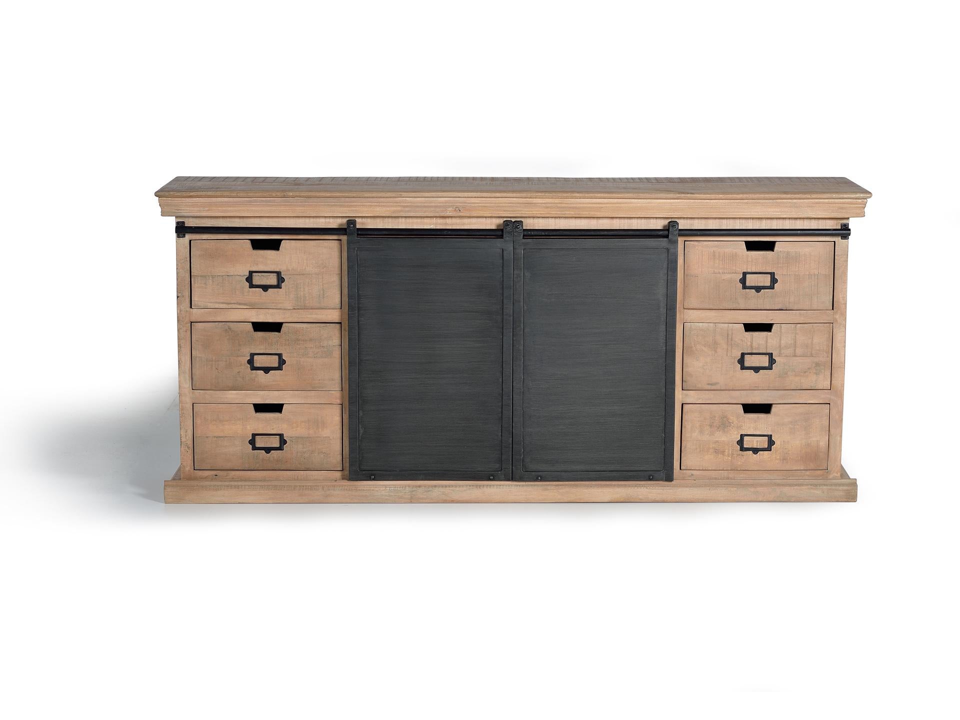 Nowoczesna komoda w stylu industrialnym z drewna mango - 85x190x40 GYC