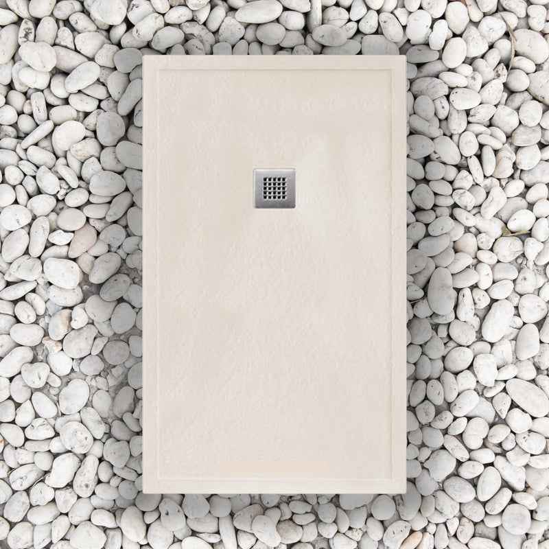 Brodzik Vulcano Line MAX w kolorze beżowym, 170x80 cm, z żywicy i proszku marmurowego, z odpływem swobodnym - FRASCIO