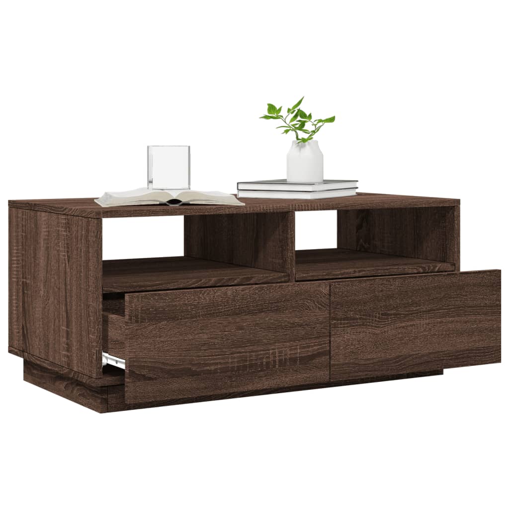 Maison Exclusive - Table basse avec lumières LED chêne marron 90x49x40 cm - 5