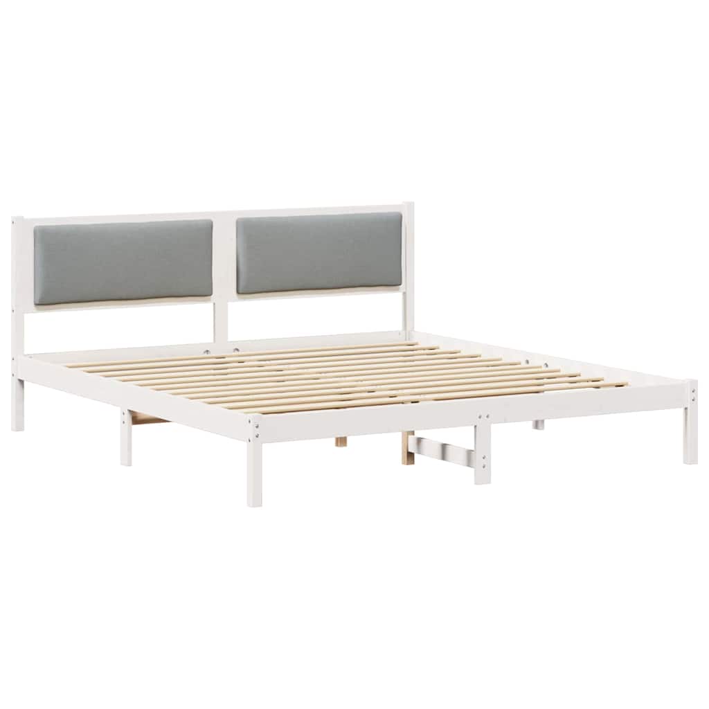 Cadre de lit gris clair, pin massif, pour la chambre, 200 × 200 cm - 2