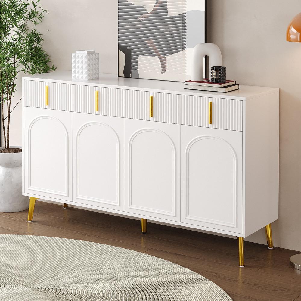 Grand Buffet De Cuisine Style Country – Palazzo INT – Vieux Blanc – 216x146x47 Cm – Neuf
