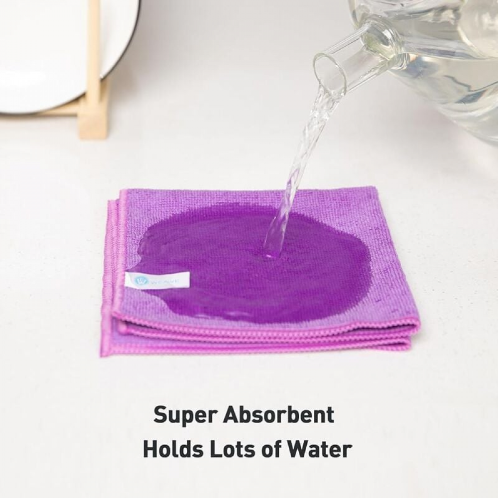 Panni in microfibra viola, 12 pezzi, morbidi, assorbenti, riutilizzabili e senza pelucchi, 30x30 cm, per la pulizia, panni in microfibra per casa e au - 4