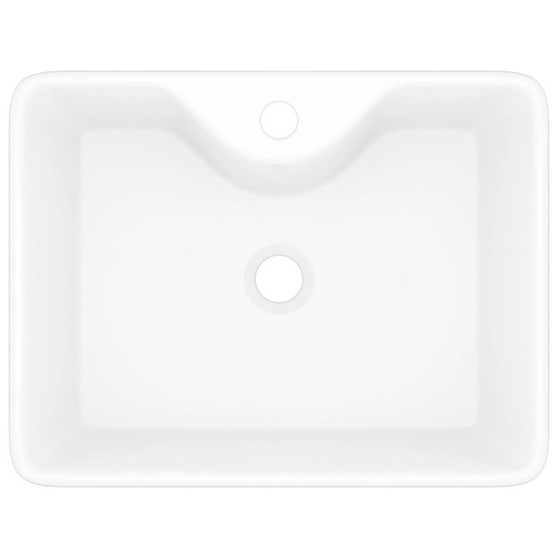 Lavatório cerâmica redondo com furo para torneira, quadrado,branco vidaXL - 4