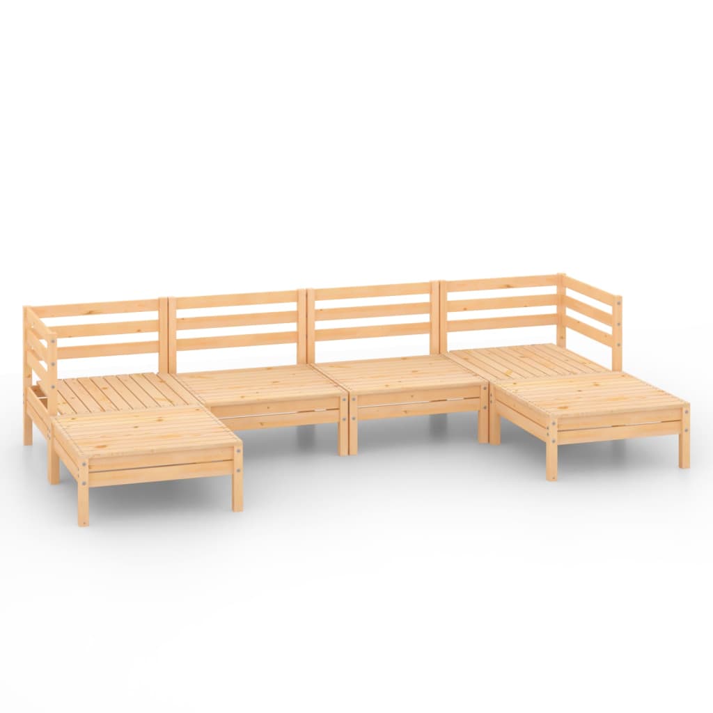 Salon bas de jardin en pin Marron 6 personnes - 8