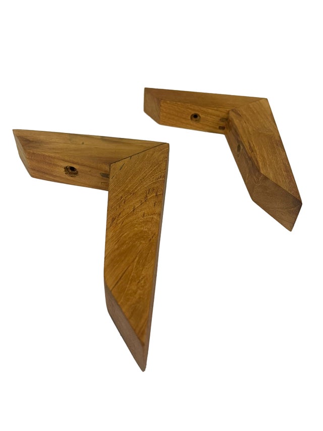 Une equerre en Bois Teck Massif - 25x125x170mm - Fixation pour Etagère Murale