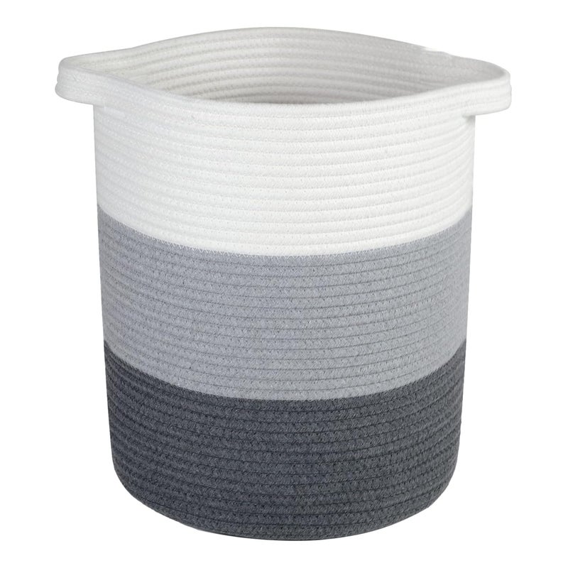 Kosz bawełniany, 32 x 32 x 38 cm, pleciony kosz do przechowywania z uchwytami do sypialni i łazienki, kosz z bawełnianej liny