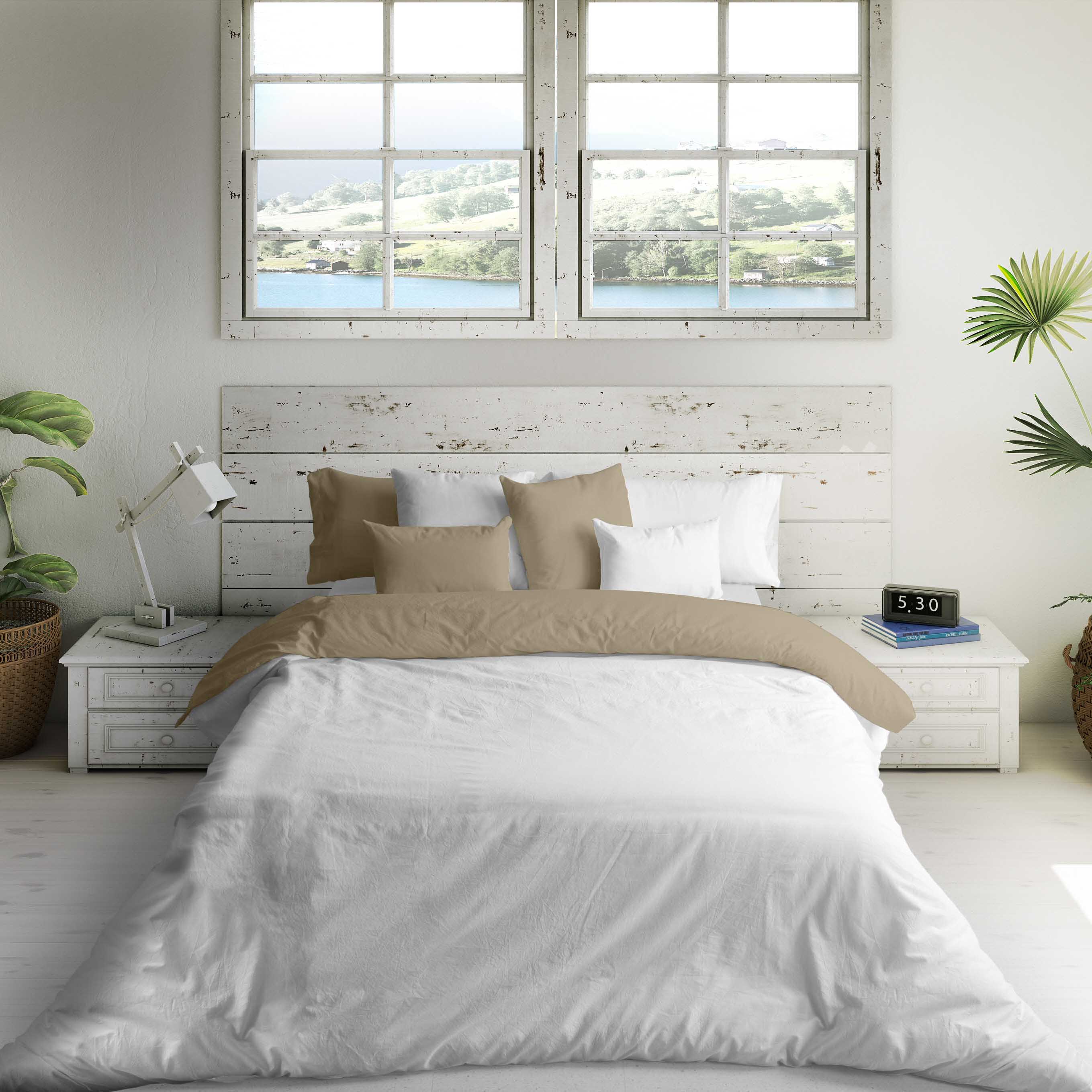 HOUSSE DE COUETTE RÉVERSIBLE EN LIN BICOLORE LIN P.15-1305 / BLANC 100% COTON LIT 180 - 2
