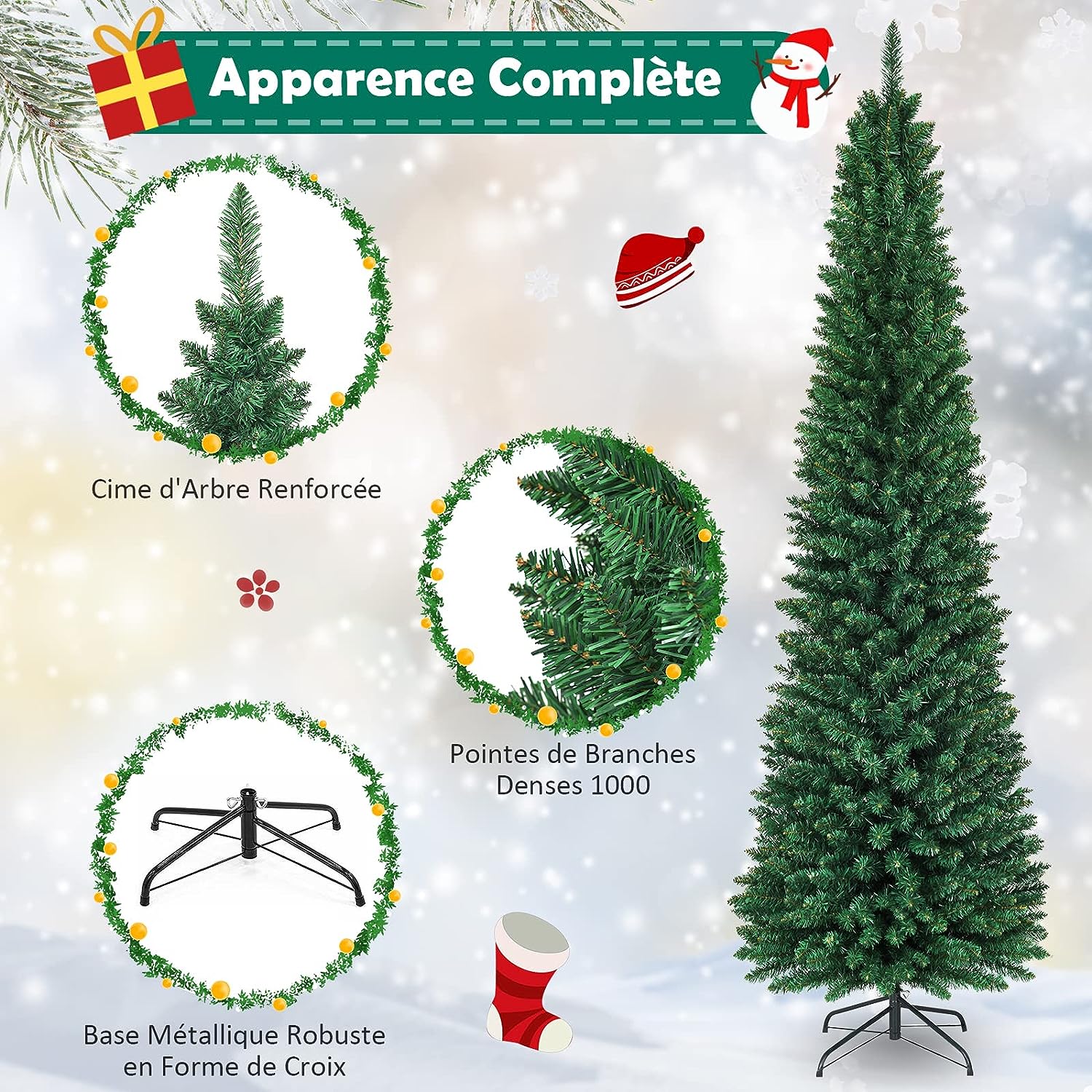 150/180/210/240 cm, sztuczna choinka z metalowym stojakiem, igły z PCW, idealne do domu, biura, sklepu i hotelu, zielona (240 cm) - 4