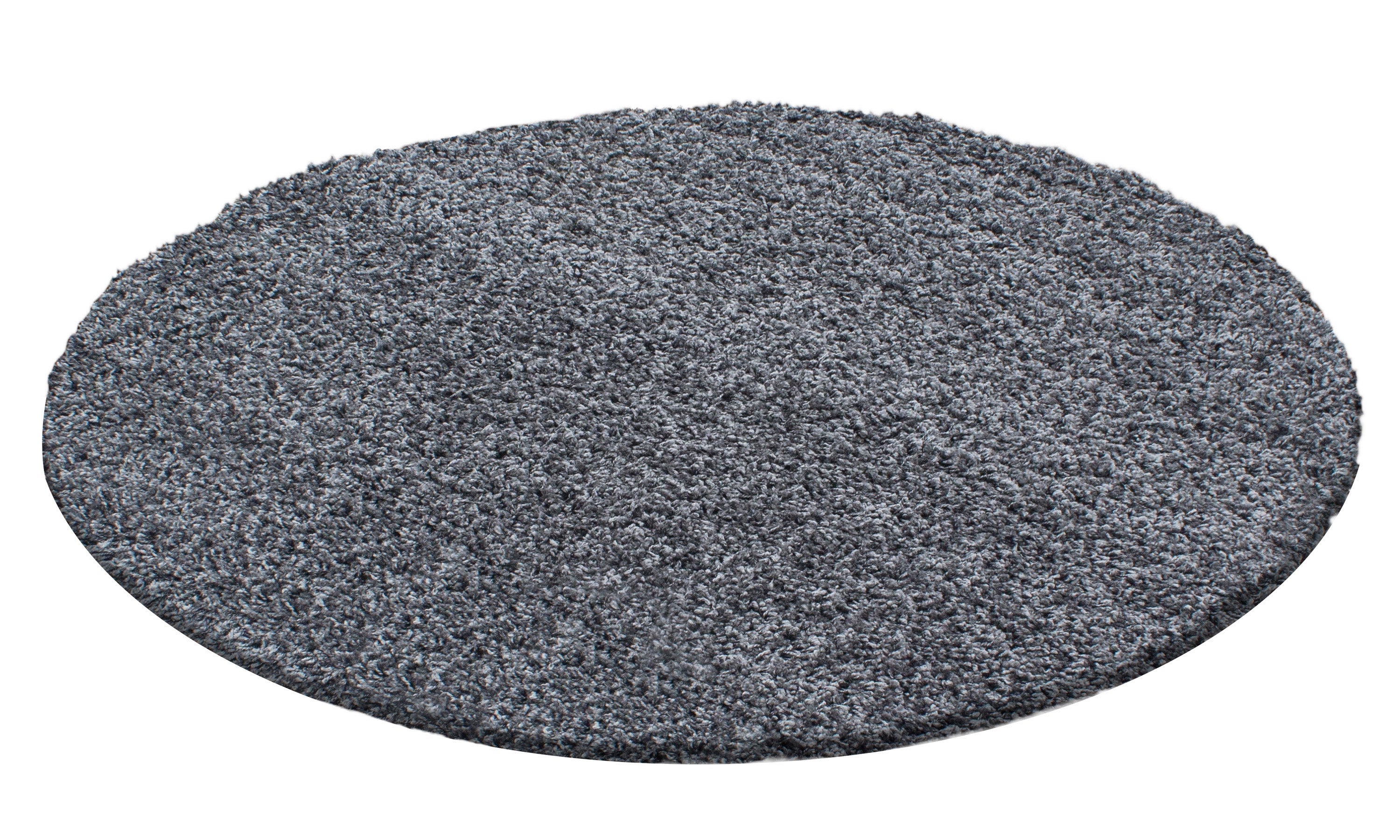 SHAGGY - Tapis Uni Rond - Gris 120 x 120 cm - 5