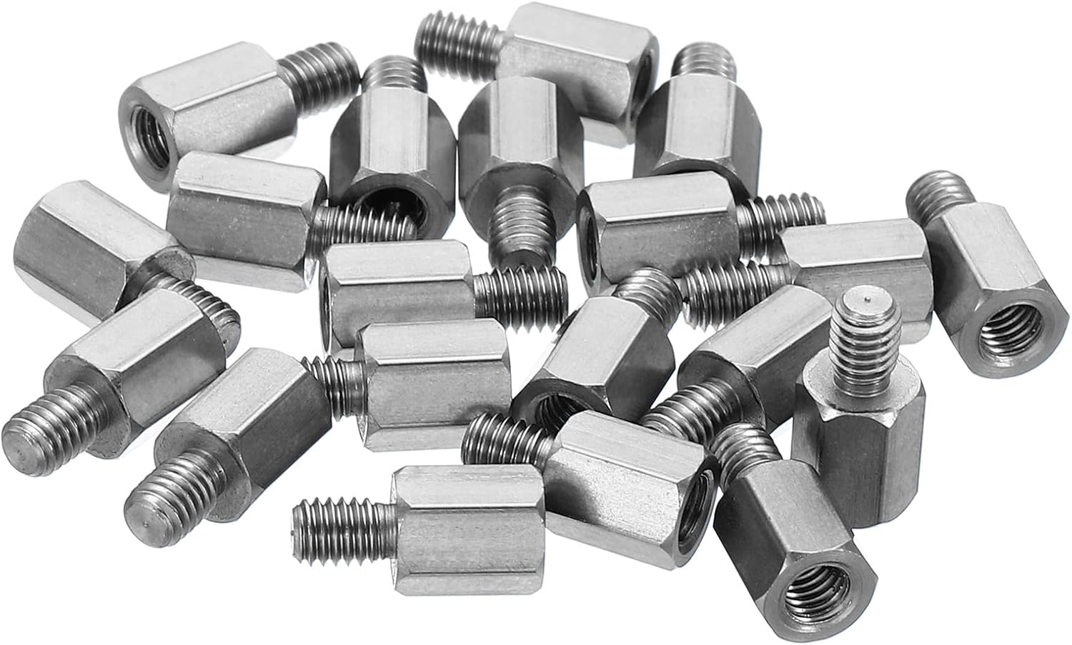 Wkręty dystansowe ze stali nierdzewnej, męskie i żeńskie, M3x6mm+4mm, zestaw 20 sztuk, do płytek drukowanych.
