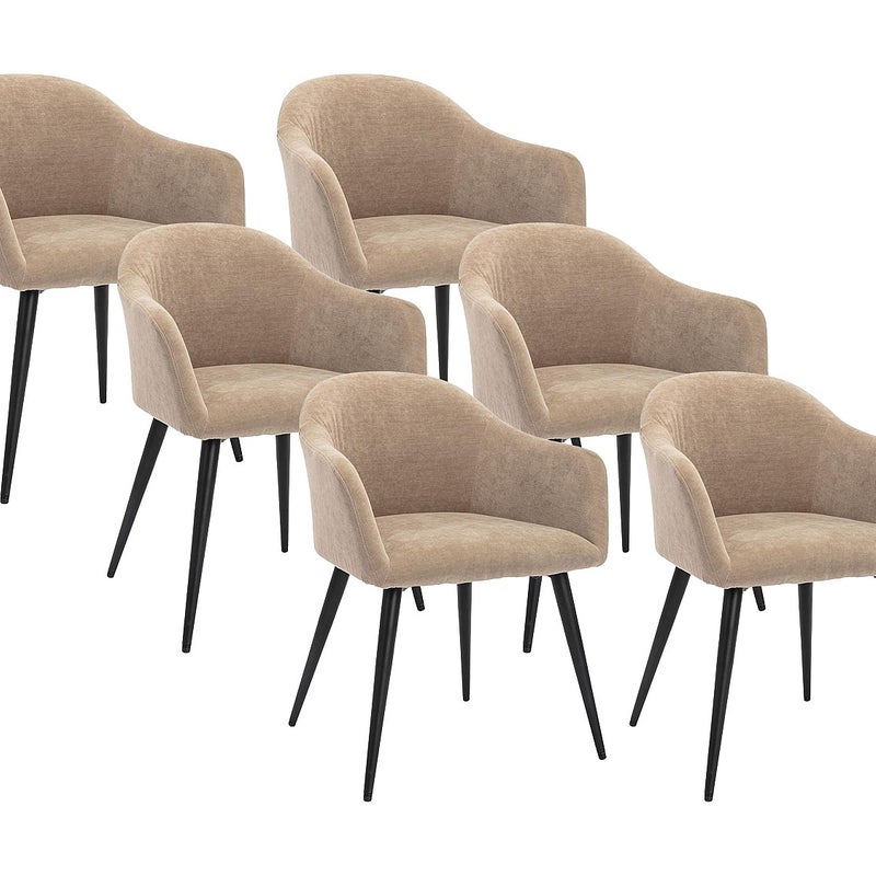 Zestaw 6 krzeseł BIBO - Imitacja weluru i metal - Beż