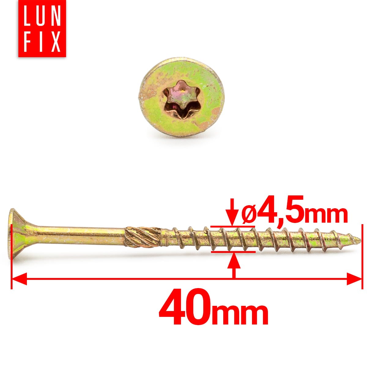 Wkręty ciesielskie z łbem stożkowym 4,5x40mm 200szt. - 2
