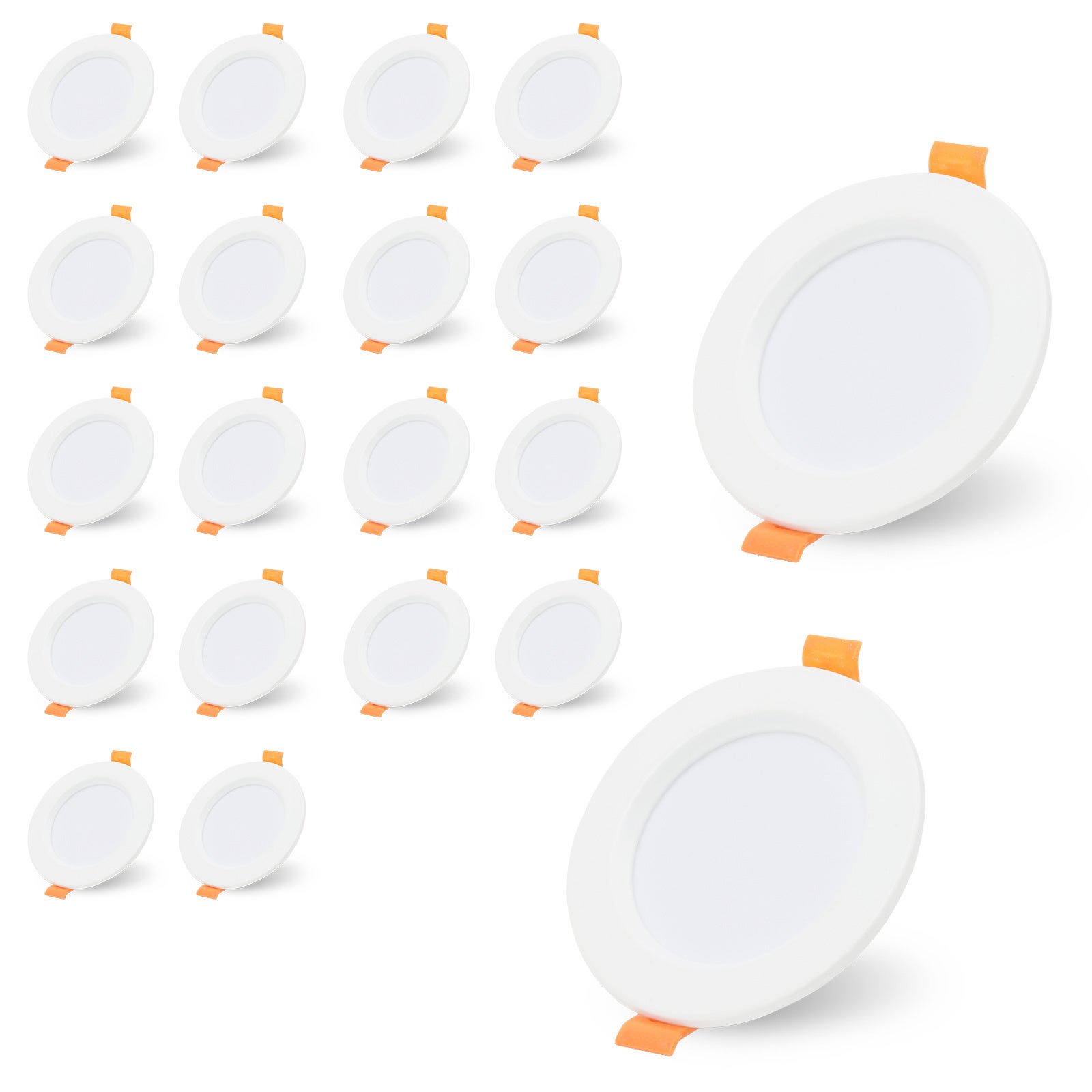 Zestaw 20 reflektorków łazienkowych LED 5W, zimna biel, 220V, IP20, kierunkowe oświetlenie sufitowe, białe