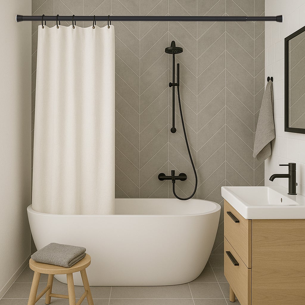 Barra de cortina extensible a presión Ø28 mm – Negra (140-250 cm) - 8