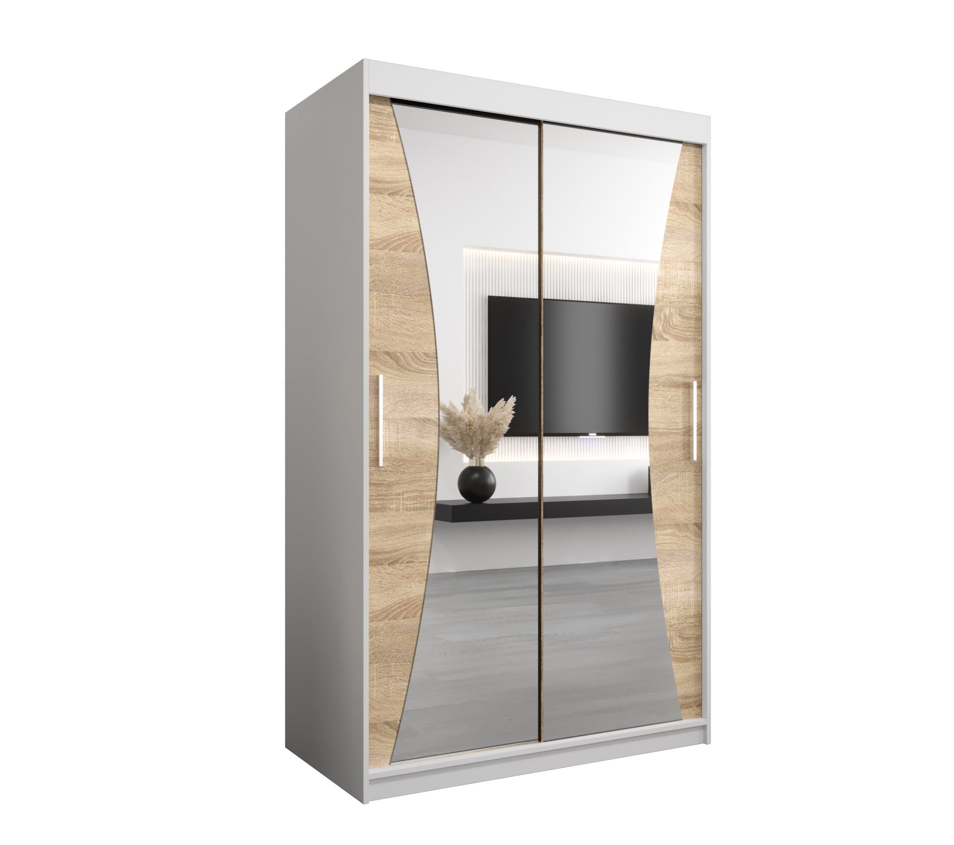 Szafa przesuwna garderoba MONACO 120 x 62 x 200 cm Biały + Sonoma - Abiks Meble
