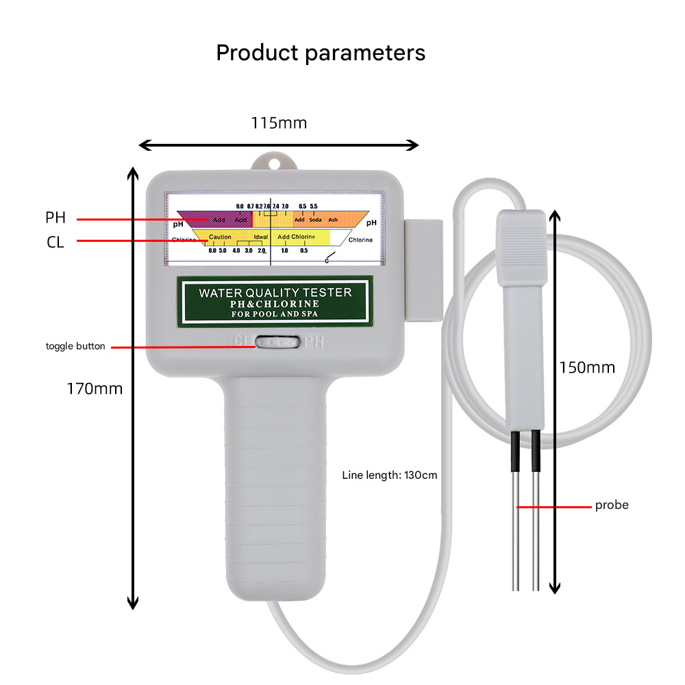 Medidor de pH e Cloro - Medidor portátil de qualidade da água, ideal para piscinas, água potável, spas e aquários. - 6