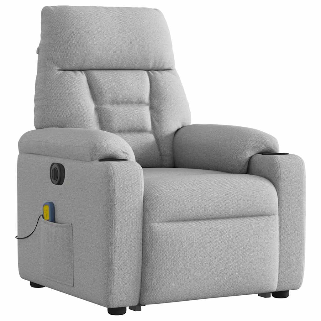 Fauteuil inclinable de massage | Fauteuil de relaxation | Chaise de relaxation électrique gris nuage tissu CFW793213 - 4