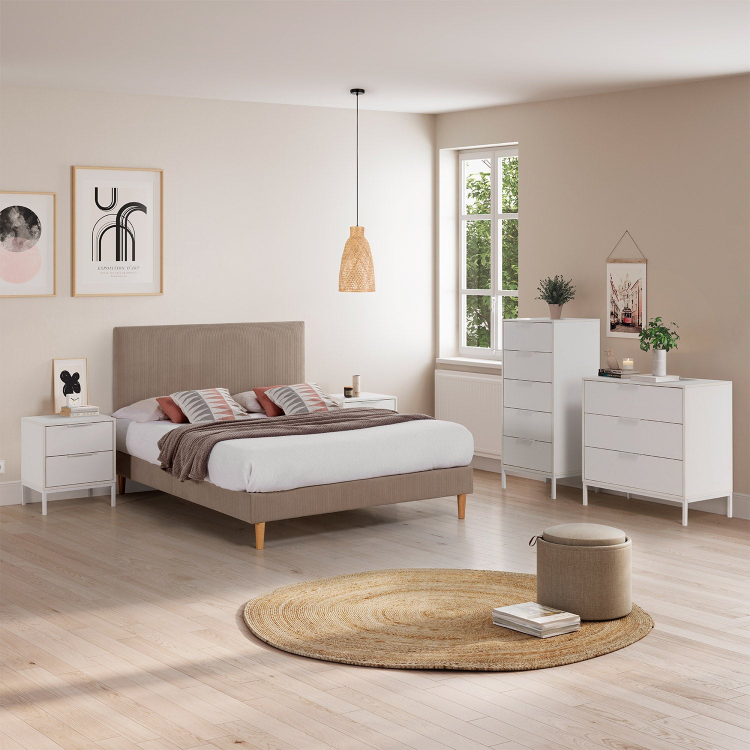 Mesita de noche Auri 2 cajones color Blanco - 8