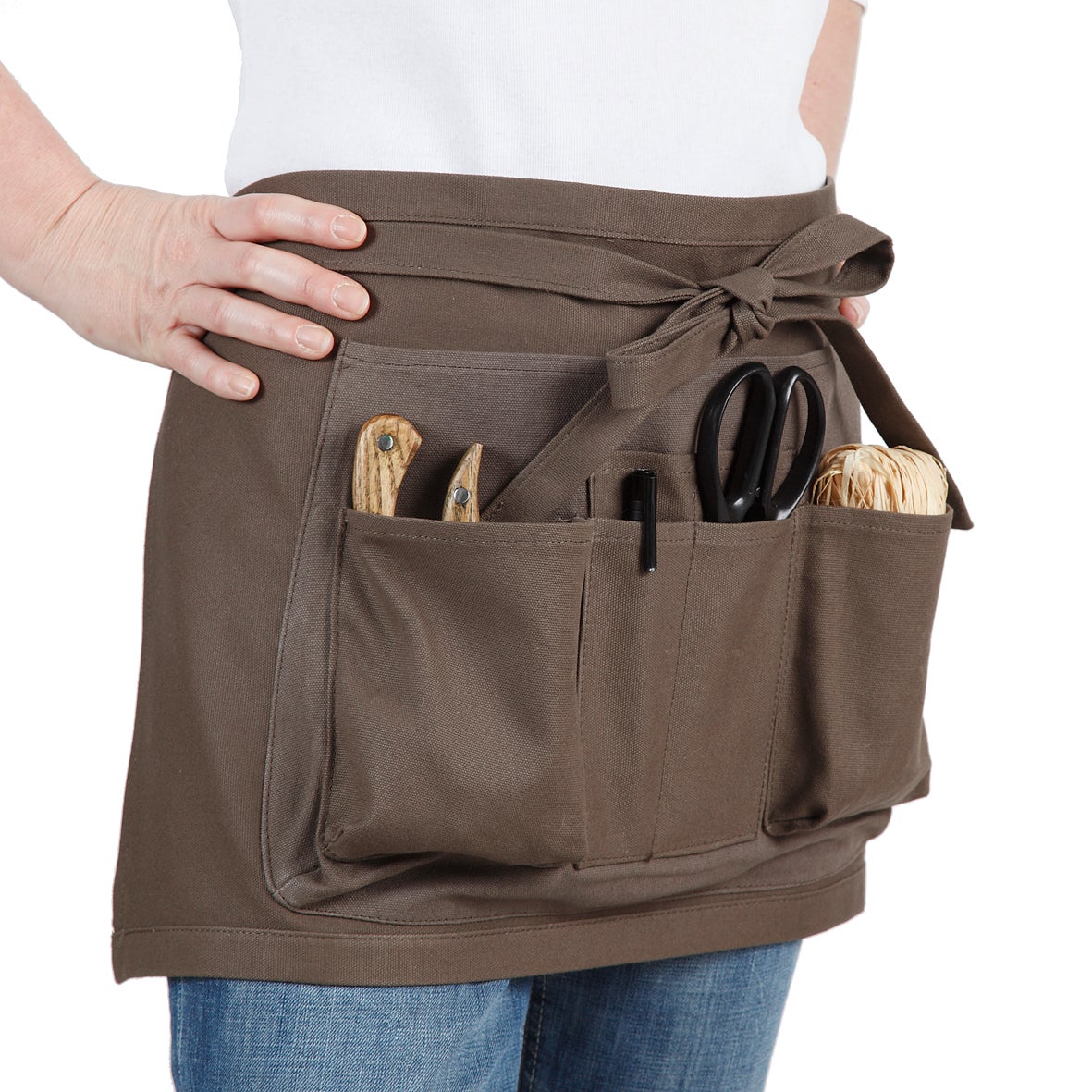 Tablier Court 7 poches 100% Coton Coloris Marron - 3