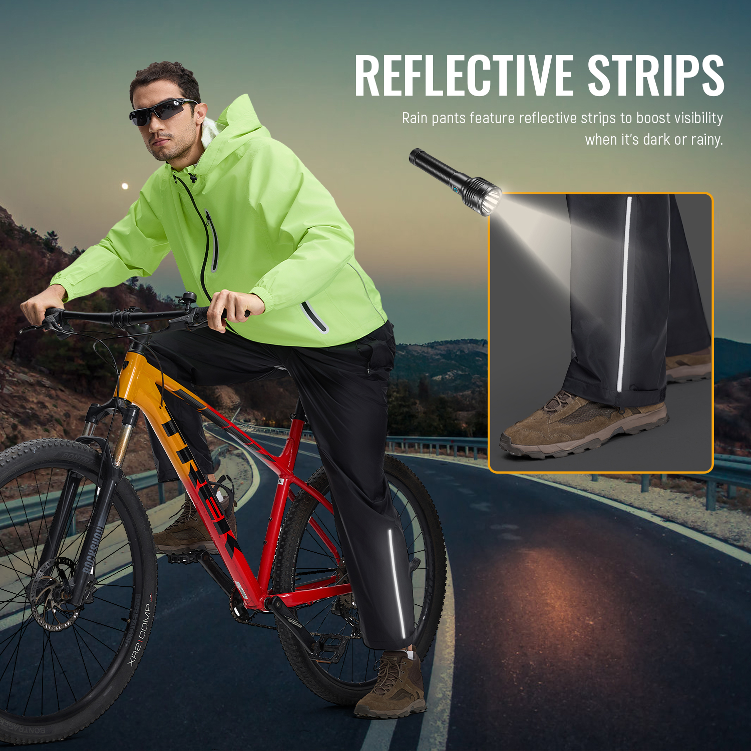 Pantalon de Travail de Pluie Imperméable BUBW Homme Taille 40, Léger Respirant Anti-Vent, Fermeture Éclair Ajustable, avec Sac de Rangement, L Noir - 6