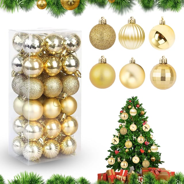 Grande Boule De Noël Vintage Dorée Pailletée – 20 Cm – Années 70