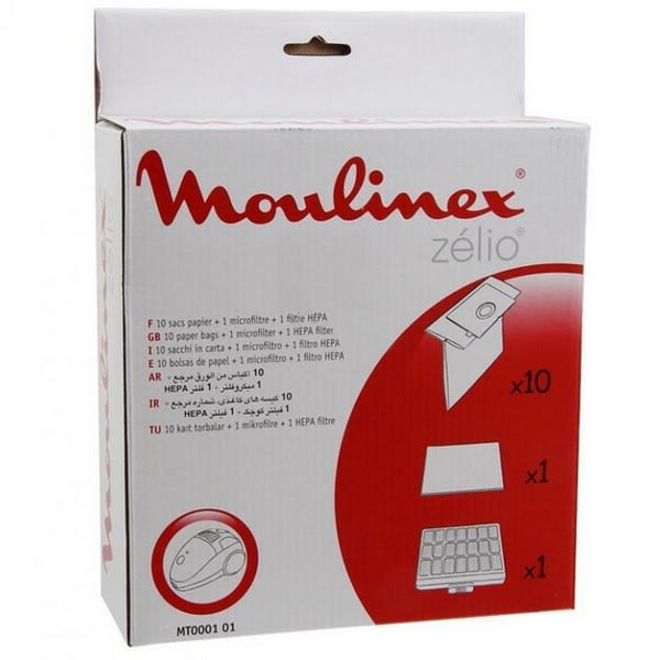 Sacs aspirateur zelio par 10 filtres pour Aspirateur Moulinex