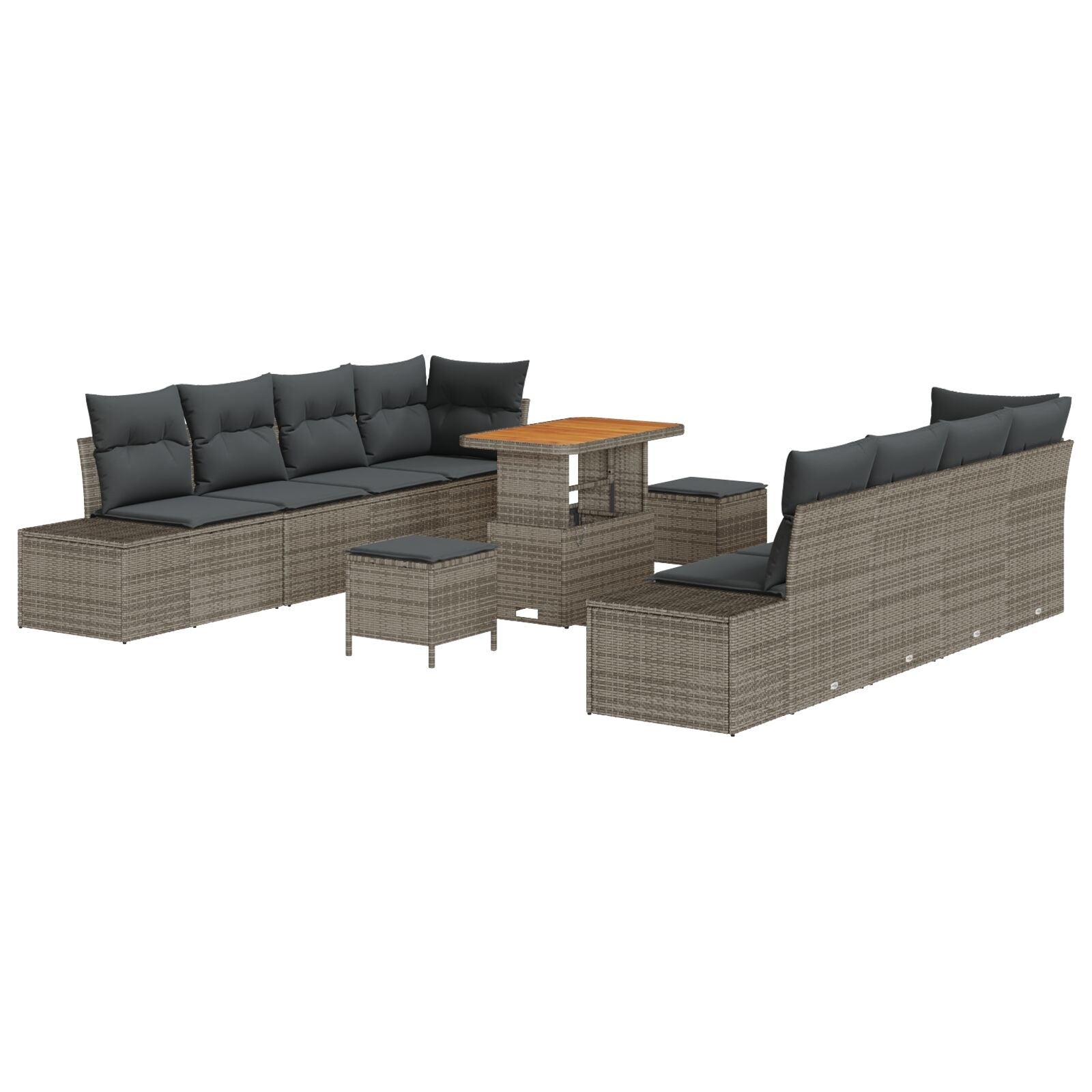 Zestaw Sof na Ogród z poduszką 11 pcs Szary polirattan vidaXL