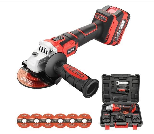 TEENO Meuleuse d'angle brushless 125mm，2 Batterie lithium-ion 20V 3.0Ah