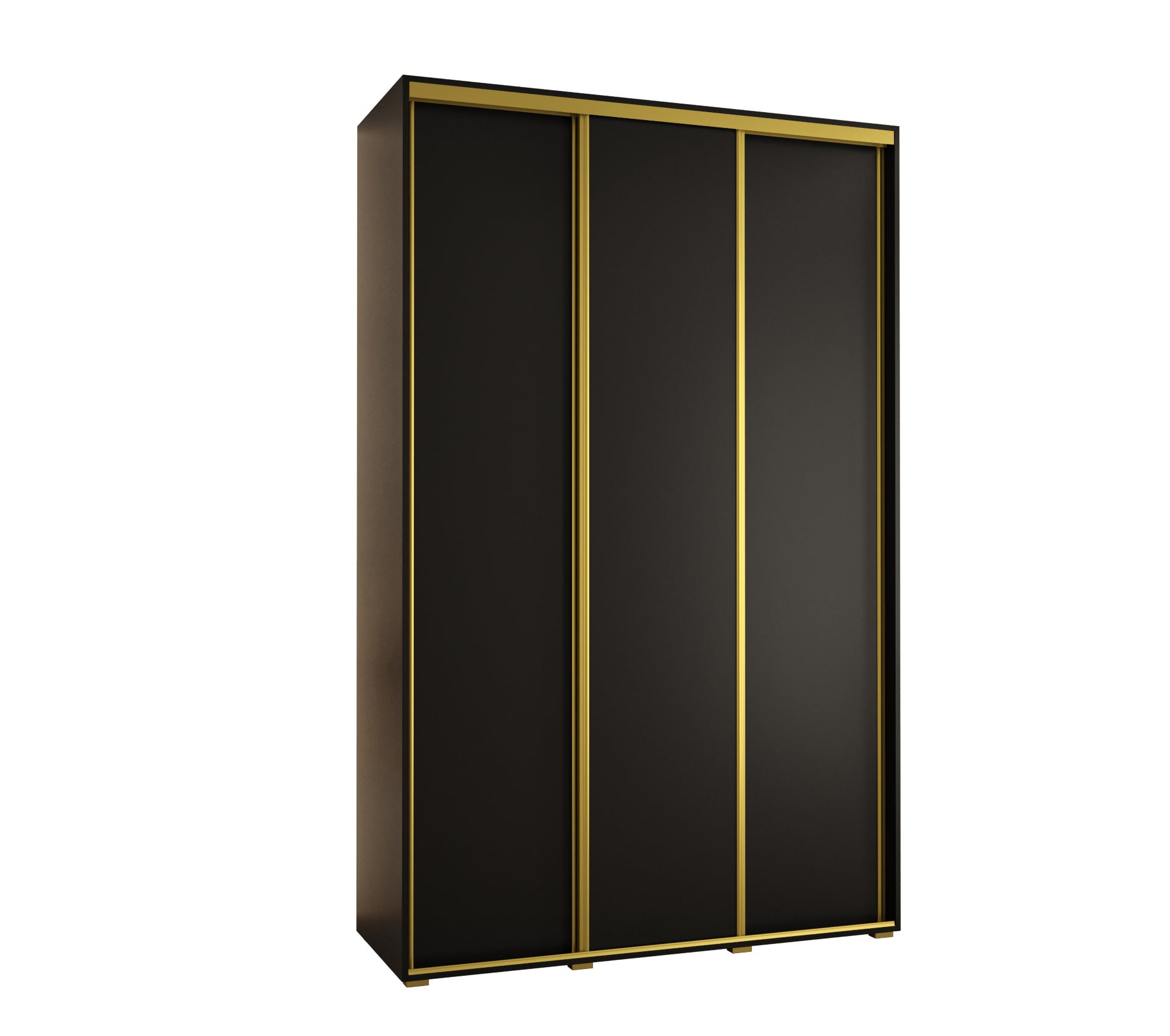 Szafa przesuwna wysoka Davos 1 150 x 60 x 235,2 cm czarny + czarny + u. złoty - Abiks Meble