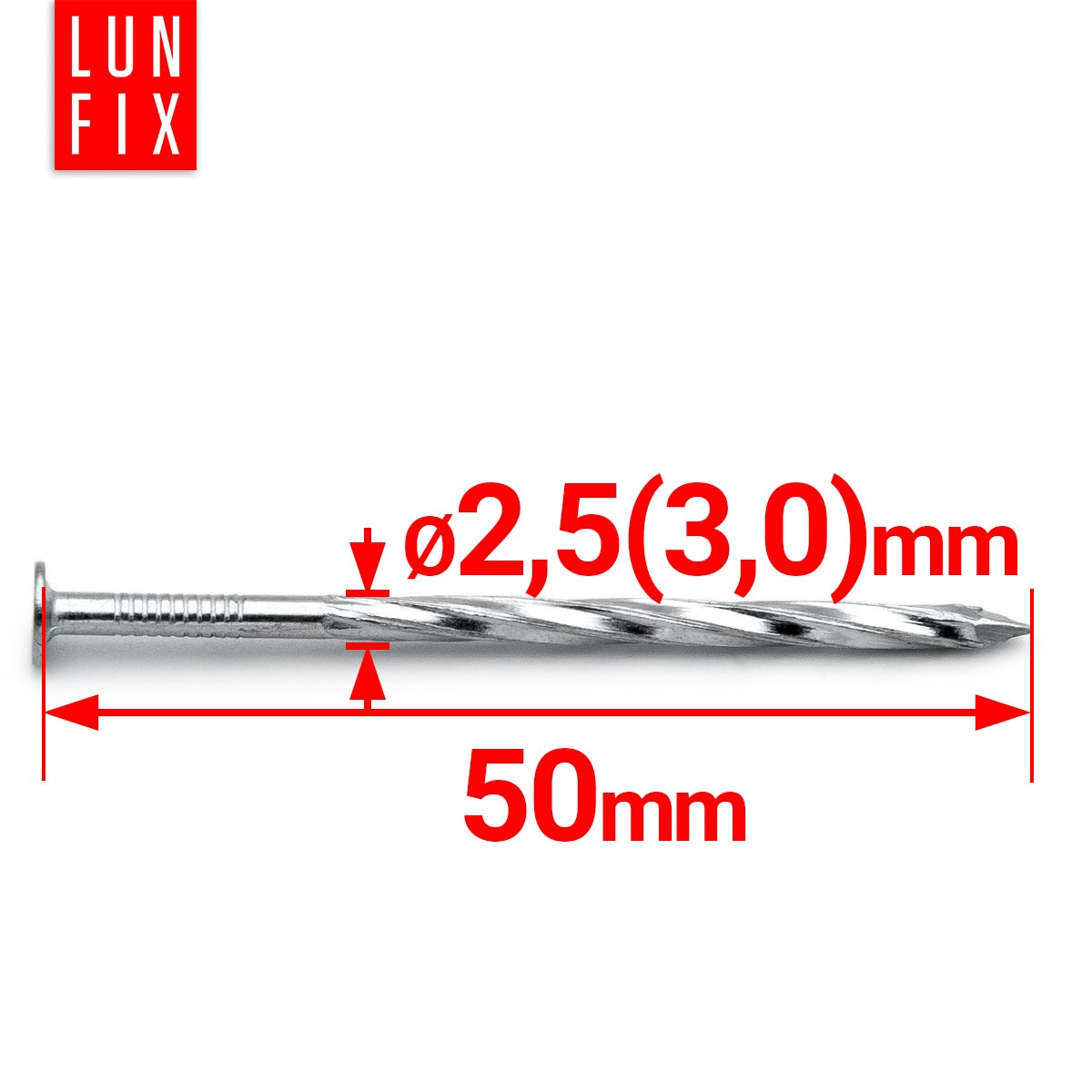 Gwoździe skręcane 3x50 mm ocynkowane 1kg ok. 47szt. - 2